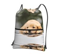 YYHWHJDE Lazy dog puppy Prints Drawstring Zipper Backpack - Lightweight Water-Resistant Gym Bag for Travel, Yoga, and Everyday Adventures