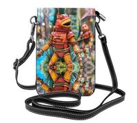 YYHWHJDE Leather Crossbody Small Cell Phone Purse 7.6x4.9in A Mechanical Fish Pattern For Walking, Camping, Shopping, Travel, And Outdoor Use