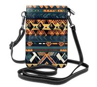 YYHWHJDE Leather Crossbody Small Cell Phone Purse 7.6x4.9in African Tribal Ethnic Texture Pattern For Walking, Camping, Shopping, Travel, And Outdoor Use