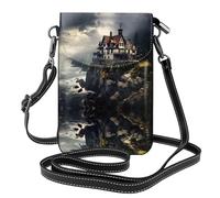 YYHWHJDE Leather Crossbody Small Cell Phone Purse 7.6x4.9in Ancient City By The Sea Pattern For Walking, Camping, Shopping, Travel, And Outdoor Use