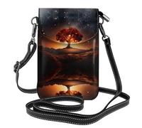 YYHWHJDE Leather Crossbody Small Cell Phone Purse 7.6x4.9in Ancient Tree In The Night Sky Pattern For Walking, Camping, Shopping, Travel, And Outdoor Use