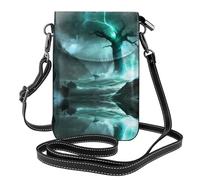 YYHWHJDE Leather Crossbody Small Cell Phone Purse 7.6x4.9in Ancient Tree In The Storm Pattern For Walking, Camping, Shopping, Travel, And Outdoor Use