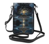 YYHWHJDE Leather Crossbody Small Cell Phone Purse 7.6x4.9in Ancient Tree Of Wisdom Pattern For Walking, Camping, Shopping, Travel, And Outdoor Use
