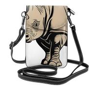 YYHWHJDE Leather Crossbody Small Cell Phone Purse 7.6x4.9in Animal Rhino Pattern For Walking, Camping, Shopping, Travel, And Outdoor Use