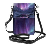 YYHWHJDE Leather Crossbody Small Cell Phone Purse 7.6x4.9in Aurora Falls Snow Pattern For Walking, Camping, Shopping, Travel, And Outdoor Use