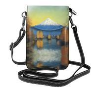 YYHWHJDE Leather Crossbody Small Cell Phone Purse 7.6x4.9in Beautiful Mt. Fuji Pattern For Walking, Camping, Shopping, Travel, And Outdoor Use