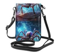 YYHWHJDE Leather Crossbody Small Cell Phone Purse 7.6x4.9in Big Spider In The Starry Sky Pattern For Walking, Camping, Shopping, Travel, And Outdoor Use