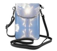 YYHWHJDE Leather Crossbody Small Cell Phone Purse 7.6x4.9in Bird Facing The Sun Pattern For Walking, Camping, Shopping, Travel, And Outdoor Use