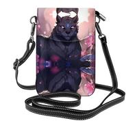 YYHWHJDE Leather Crossbody Small Cell Phone Purse 7.6x4.9in Black Panther Pattern For Walking, Camping, Shopping, Travel, And Outdoor Use