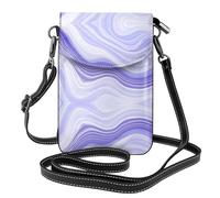 YYHWHJDE Leather Crossbody Small Cell Phone Purse 7.6x4.9in Blue And Purple Waves Pattern For Walking, Camping, Shopping, Travel, And Outdoor Use