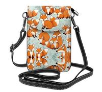 YYHWHJDE Leather Crossbody Small Cell Phone Purse 7.6x4.9in Cartoon Little Foxes Pattern For Walking, Camping, Shopping, Travel, And Outdoor Use