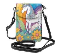 YYHWHJDE Leather Crossbody Small Cell Phone Purse 7.6x4.9in Cartoon Unicorns Pattern For Walking, Camping, Shopping, Travel, And Outdoor Use