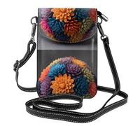 YYHWHJDE Leather Crossbody Small Cell Phone Purse 7.6x4.9in Chrysanthemum Ball Pattern For Walking, Camping, Shopping, Travel, And Outdoor Use