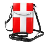YYHWHJDE Leather Crossbody Small Cell Phone Purse 7.6x4.9in Denmark Danish Flag Pattern For Walking, Camping, Shopping, Travel, And Outdoor Use