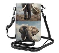 YYHWHJDE Leather Crossbody Small Cell Phone Purse 7.6x4.9in Elephant Pulling A Small Tree Pattern For Walking, Camping, Shopping, Travel, And Outdoor Use