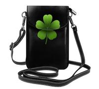YYHWHJDE Leather Crossbody Small Cell Phone Purse 7.6x4.9in Five-Leaf Green Grass Pattern For Walking, Camping, Shopping, Travel, And Outdoor Use