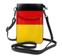 YYHWHJDE Leather Crossbody Small Cell Phone Purse 7.6x4.9in German Flag Pattern For Walking, Camping, Shopping, Travel, And Outdoor Use