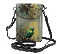 YYHWHJDE Leather Crossbody Small Cell Phone Purse 7.6x4.9in Kingfisher On The Branch Pattern For Walking, Camping, Shopping, Travel, And Outdoor Use