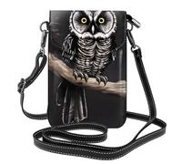 YYHWHJDE Leather Crossbody Small Cell Phone Purse 7.6x4.9in Late Night Owl Pattern For Walking, Camping, Shopping, Travel, And Outdoor Use