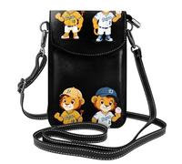 YYHWHJDE Leather Crossbody Small Cell Phone Purse 7.6x4.9in Little Lion In Baseball Cap Pattern For Walking, Camping, Shopping, Travel, And Outdoor Use