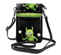 YYHWHJDE Leather Crossbody Small Cell Phone Purse 7.6x4.9in Little Monster Chasing Dandelions Pattern For Walking, Camping, Shopping, Travel, And Outdoor Use