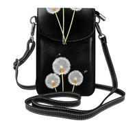 YYHWHJDE Leather Crossbody Small Cell Phone Purse 7.6x4.9in Macro Dandelion Seeds Pattern For Walking, Camping, Shopping, Travel, And Outdoor Use