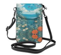 YYHWHJDE Leather Crossbody Small Cell Phone Purse 7.6x4.9in Many Beautiful Sunflower Pattern For Walking, Camping, Shopping, Travel, And Outdoor Use