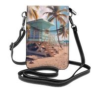 YYHWHJDE Leather Crossbody Small Cell Phone Purse 7.6x4.9in Miami Beach, Florida Pattern For Walking, Camping, Shopping, Travel, And Outdoor Use