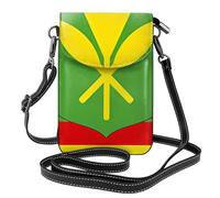 YYHWHJDE Leather Crossbody Small Cell Phone Purse 7.6x4.9in Native Hawaiian Flag Pattern For Walking, Camping, Shopping, Travel, And Outdoor Use