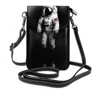 YYHWHJDE Leather Crossbody Small Cell Phone Purse 7.6x4.9in Outer Space Astronaut Pattern For Walking, Camping, Shopping, Travel, And Outdoor Use