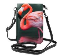 YYHWHJDE Leather Crossbody Small Cell Phone Purse 7.6x4.9in Pink Flamingo Pattern For Walking, Camping, Shopping, Travel, And Outdoor Use