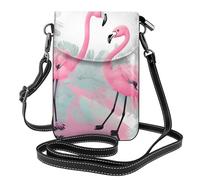 YYHWHJDE Leather Crossbody Small Cell Phone Purse 7.6x4.9in Pink Flamingo Pattern For Walking, Camping, Shopping, Travel, And Outdoor Use