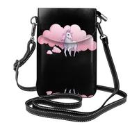 YYHWHJDE Leather Crossbody Small Cell Phone Purse 7.6x4.9in Pink Unicorn In The Clouds Pattern For Walking, Camping, Shopping, Travel, And Outdoor Use
