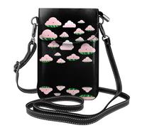 YYHWHJDE Leather Crossbody Small Cell Phone Purse 7.6x4.9in Pink Watermelon Clouds Pattern For Walking, Camping, Shopping, Travel, And Outdoor Use