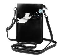 YYHWHJDE Leather Crossbody Small Cell Phone Purse 7.6x4.9in Polar Bear Chasing Flying Snowflakes Pattern For Walking, Camping, Shopping, Travel, And Outdoor Use