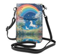 YYHWHJDE Leather Crossbody Small Cell Phone Purse 7.6x4.9in Pretty Unicorns Pattern For Walking, Camping, Shopping, Travel, And Outdoor Use