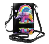 YYHWHJDE Leather Crossbody Small Cell Phone Purse 7.6x4.9in Rainbow Bubble Elephant Pattern For Walking, Camping, Shopping, Travel, And Outdoor Use