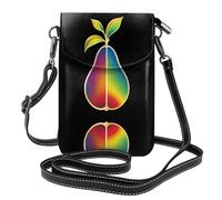 YYHWHJDE Leather Crossbody Small Cell Phone Purse 7.6x4.9in Rainbow Colored Pear Pattern For Walking, Camping, Shopping, Travel, And Outdoor Use