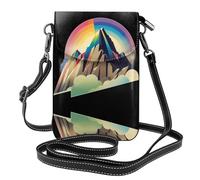YYHWHJDE Leather Crossbody Small Cell Phone Purse 7.6x4.9in Rainbow On The Mountain Top Pattern For Walking, Camping, Shopping, Travel, And Outdoor Use