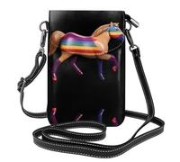 YYHWHJDE Leather Crossbody Small Cell Phone Purse 7.6x4.9in Rainbow Trojan Pattern For Walking, Camping, Shopping, Travel, And Outdoor Use