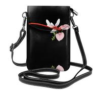 YYHWHJDE Leather Crossbody Small Cell Phone Purse 7.6x4.9in Red Dragonfly On Morning Glory Pattern For Walking, Camping, Shopping, Travel, And Outdoor Use