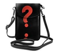 YYHWHJDE Leather Crossbody Small Cell Phone Purse 7.6x4.9in Red Question Mark Pattern For Walking, Camping, Shopping, Travel, And Outdoor Use