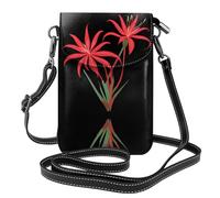 YYHWHJDE Leather Crossbody Small Cell Phone Purse 7.6x4.9in Red Spider Lily Pattern For Walking, Camping, Shopping, Travel, And Outdoor Use