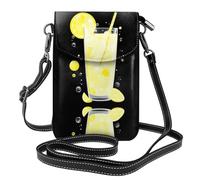 YYHWHJDE Leather Crossbody Small Cell Phone Purse 7.6x4.9in Refreshing Lemon Cold Drink Pattern For Walking, Camping, Shopping, Travel, And Outdoor Use