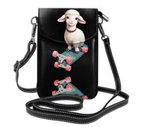 YYHWHJDE Leather Crossbody Small Cell Phone Purse 7.6x4.9in Retro Skateboard Lamb Pattern For Walking, Camping, Shopping, Travel, And Outdoor Use