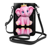 YYHWHJDE Leather Crossbody Small Cell Phone Purse 7.6x4.9in Romantic Little Pink Elephant Pattern For Walking, Camping, Shopping, Travel, And Outdoor Use