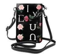 YYHWHJDE Leather Crossbody Small Cell Phone Purse 7.6x4.9in Rose Is Saying I Love You Pattern For Walking, Camping, Shopping, Travel, And Outdoor Use