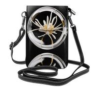 YYHWHJDE Leather Crossbody Small Cell Phone Purse 7.6x4.9in Round Crystal Honeysuckle Pattern For Walking, Camping, Shopping, Travel, And Outdoor Use