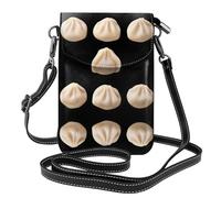 YYHWHJDE Leather Crossbody Small Cell Phone Purse 7.6x4.9in Round Soup Dumplings Pattern For Walking, Camping, Shopping, Travel, And Outdoor Use