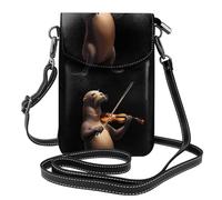 YYHWHJDE Leather Crossbody Small Cell Phone Purse 7.6x4.9in Sea Lion Playing Violin Pattern For Walking, Camping, Shopping, Travel, And Outdoor Use